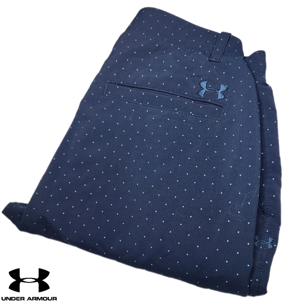 UNDER ARMOUR Mens Blue Polka Dot Full Length Athletic Golf Pants - 32 x 34